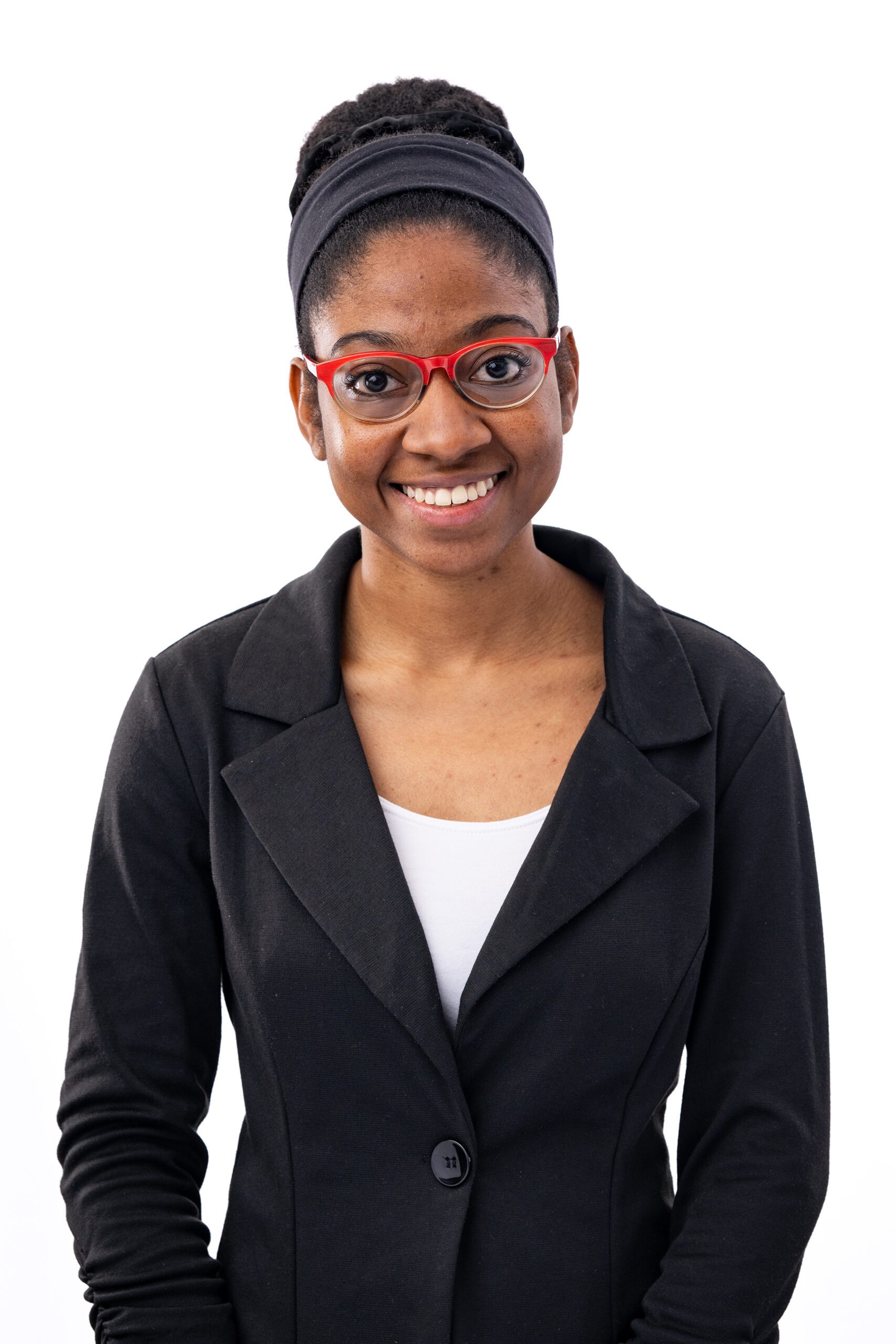University Student Headshot on White Backdrop.