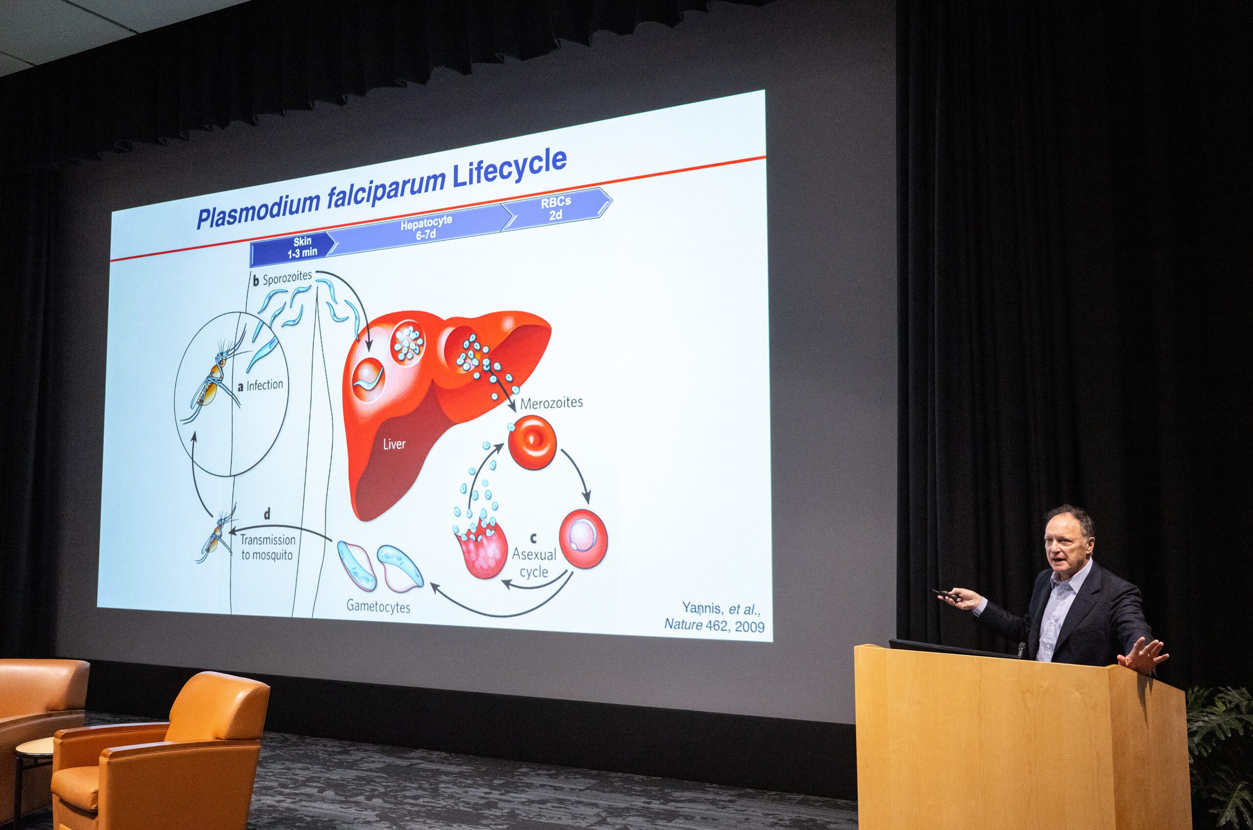 Physician speaking during Cardiovascular Research Day at WashU